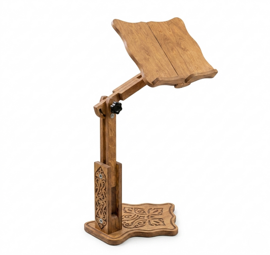 Support de Lecture Grand Format – Porte-Coran Réglable et Robuste en Bois