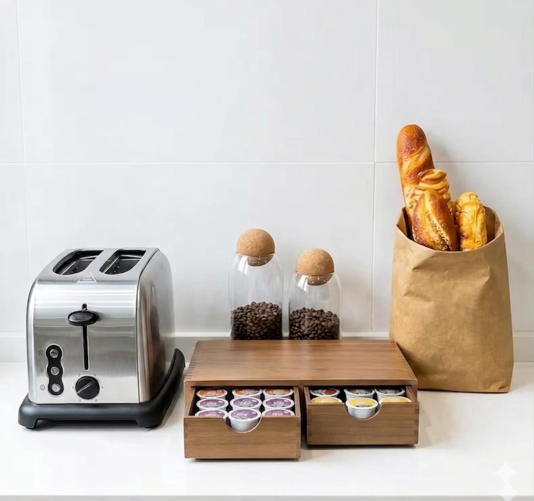 Tiroir de Rangement en Bois pour Capsules de Café