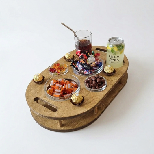 Bar de Canapé Premium – Organisateur de Collations et Boissons en Bois Massif