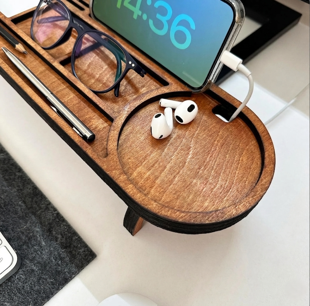 Organiseur de Bureau en Bois Personnalisé