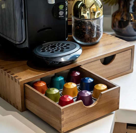 Tiroir de Rangement en Bois pour Capsules de Café